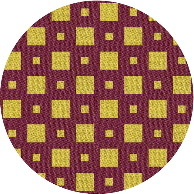 Ahgly Tapis Rond Lavable en Machine Intérieur Transitionnel Orange, 5 Pieds Rond