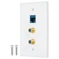 thumbnail image 1 of Cat 6 Ethernet Wall Plates, 3 Port 2 F-Plug RJ45 Key-stone Jack Wall Plate,White, 1 of 6