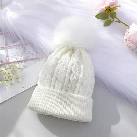

kpoplk Baby Hats 6-12 Months Baby Girls Boys Soft Warm Knit Hat Kids Winter Hat With Hood Cap(White)