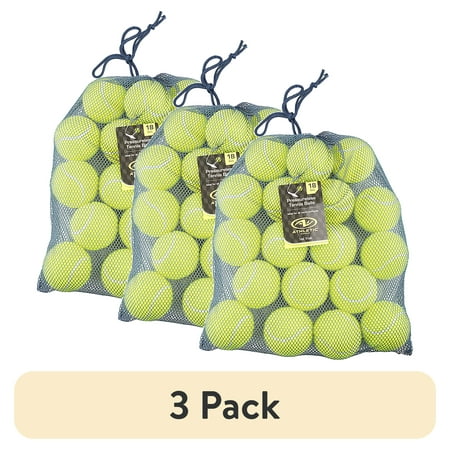(3 pack) Athletic Works Pressureless Tennis Balls 18-Pack Training & Dog Play