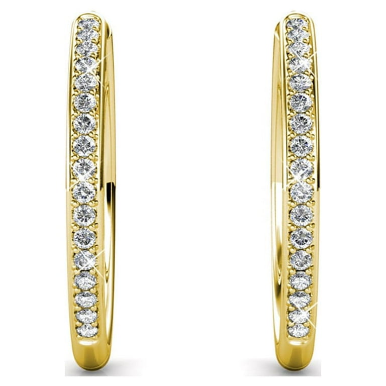 Chloe【lunar snake earrings☆ゴールド/ホワイト】関税送料込 Cate & Chloe Bianca 18k Yellow Gold Plated 25mm Hoop