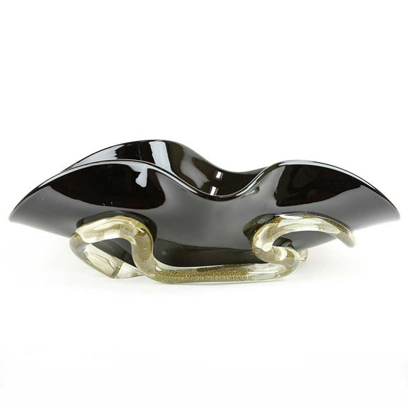 GlassOfVenice Murano Glass Centerpiece Bowl - Black and Gold