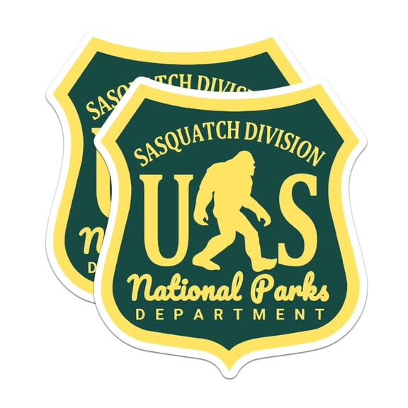 (2 Pack) US National Parks Bigfoot Stickers - Sasquatch Big Foot Neanderthal Sticker - 5 Inches On Longest Side - Premium Vinyl - for Cars, Trucks, Skateboards, Laptops - Made in USA - BMCS0462