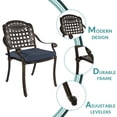 thumbnail image 7 of MEETWARM 5 Piece Patio Dining Set, Outdoor All-Weather Cast Aluminum Dining Table Set, Patio Furniture Set for Backyard, Include 4 Chairs with Cushions and a 35.4" Round Table, Navy Blue, 7 of 7