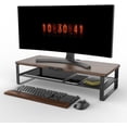 thumbnail image 2 of 2-Tier Monitor Stand Riser with Phone Holder and Cable Management - Desk TV Shelf, Laptop Printer, for Home & Office (Wood Brown), 2 of 5