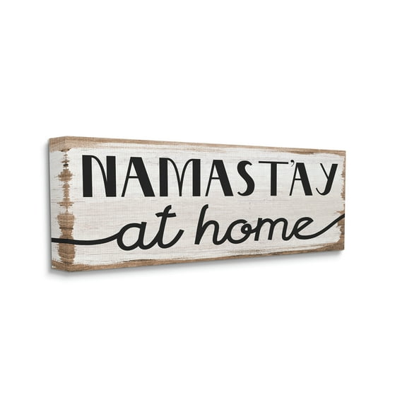 Stupell Industries Namastay At Home Phrase Rustic Self-Care Pun Canvas Wall Art, 20 x 48, Design by Daphne Polselli