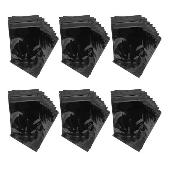 Topbathy 100Pcs Flat Zipper Bags Resealable Pouch Storage Bags Food Black for Dried Flowers and Coffee Beans