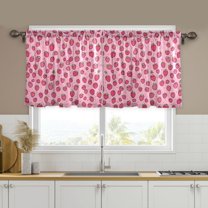Yayeee Kitchen Curtains Set of 2 Light Filtering 57"x36" Over Sink Window Panels, Strawberry Bliss
