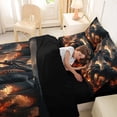 thumbnail image 4 of Feelyou Gothic Fire Dragon Twin Bedding Sets for Men Boys, Castle Wildlife Bedding Comforter Set, Black Orange, Black Reversible, 7pcs, 4 of 7