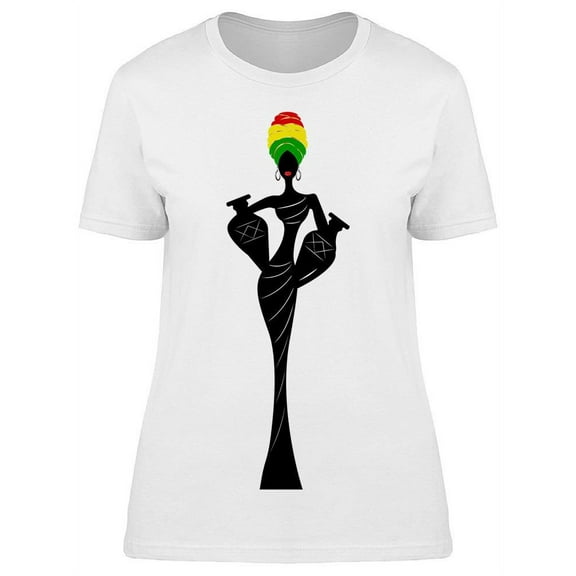Long Silhoutte Of Black Woman  T-Shirt Women -Image by Shutterstock, Female Small