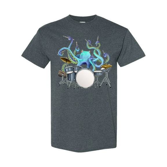 Inktastic Cute Blue Octopus Drumming T-Shirt