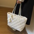 thumbnail image 2 of 7729 Versátil Chaqueta Acolchada Hilo Bordar Bolso Mano Gran Capacidad Hombro Bolso Mujer Portátil Para Desplazamientos (Blanco) Blanco, 2 of 9