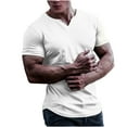 thumbnail image 2 of Njoeus Mens Undershirts Mens T-Shirts Men Casual Solid Training Gym Muscle Workout Round/V-Neck Slim Short-Sleeved T-Shirt Tops On Clearances, 2 of 7
