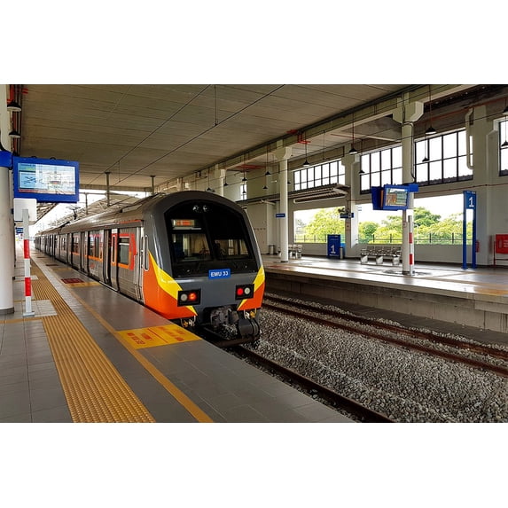 24x36 gallery poster, Airport rail link in Kuala Lumpur ERL left and Skypark Link right