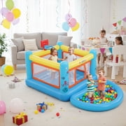 Veeboto PVC Bouncy Castle, Indoor Outdoor Inflatable Bounce House with Jumping Area, Basketball Hoop, Pool, 135W Blower