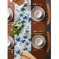 thumbnail image 2 of Blue Teal Flowers Burlap-Cotton Table Runner 72 Inches Long,Watercolor Pastoral Botanical Farmhouse Table Runners,Outdoor Dining Tablecloths Decor for Baby Shower Party Wedding 18x72, 2 of 9