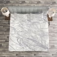 thumbnail image 3 of Ambesonne Marble Print Quilted Bedspread Set 3 Pcs, Fracture Lines Veins, Queen Size, Pale Grey White, 3 of 3
