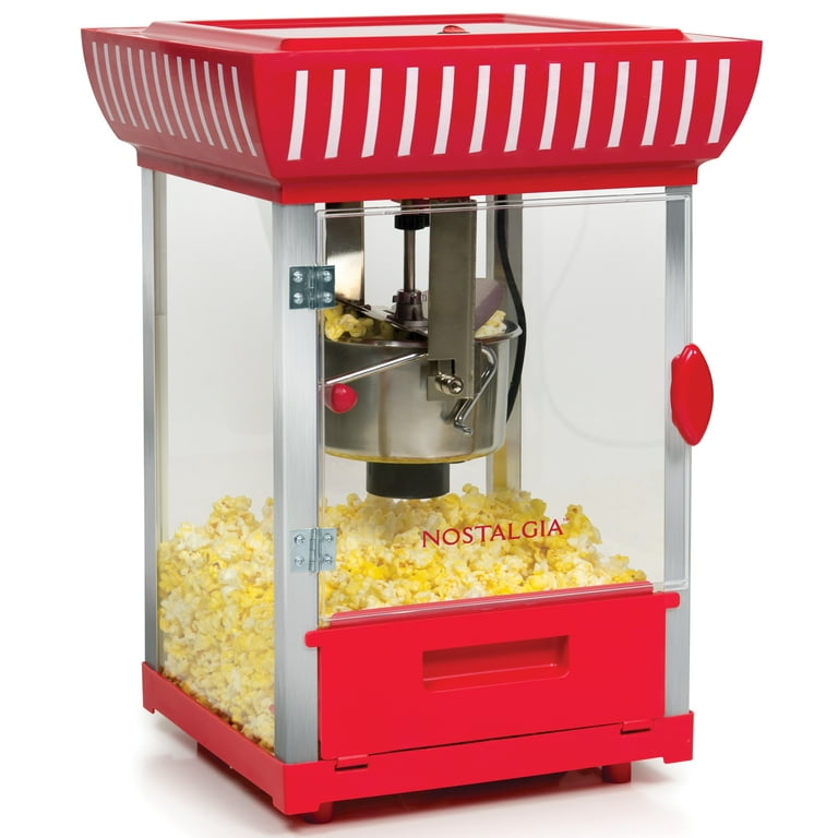 Nostalgia Popcorn Maker, 12 Cups, Hot Air Popcorn Machine with Measuring  Cap, Oil Free, Vintage Movie Theater Style, White & Red