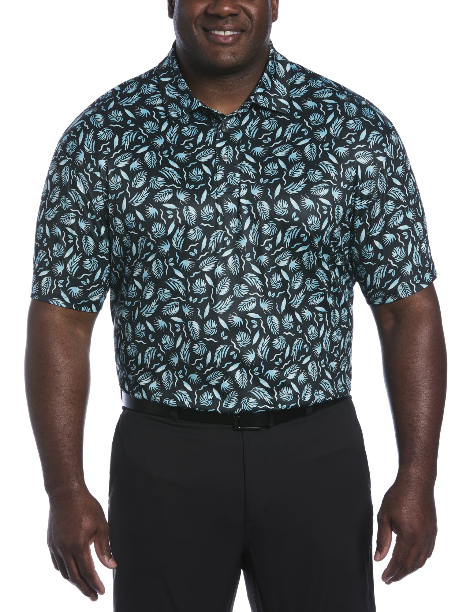 Ben Hogan Men's and Big Men’s Painted Foliage Print Short Sleeve Golf Polo Shirt, up to Size 5XL