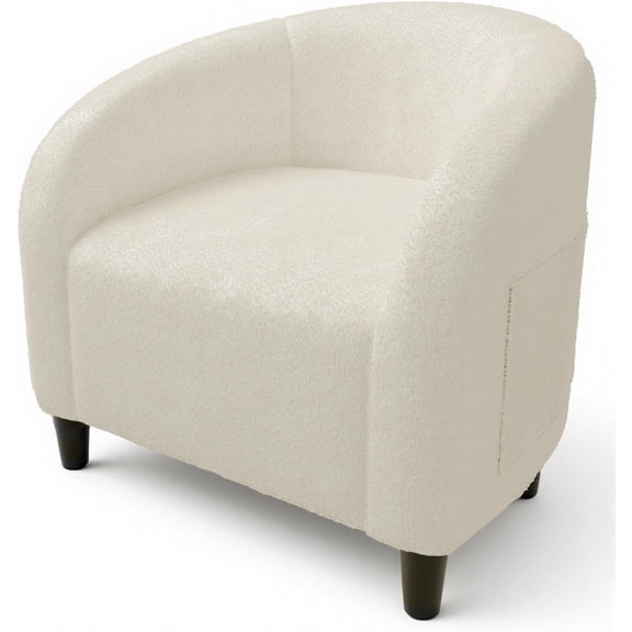 Accent Chair Boucle Barrel Chairs Living Room Chairs Round Armchairs for Bedroom Waiting Room Office Reception Chairs(Beige)