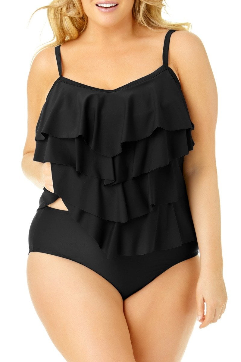 plus size ruffle top swimsuit