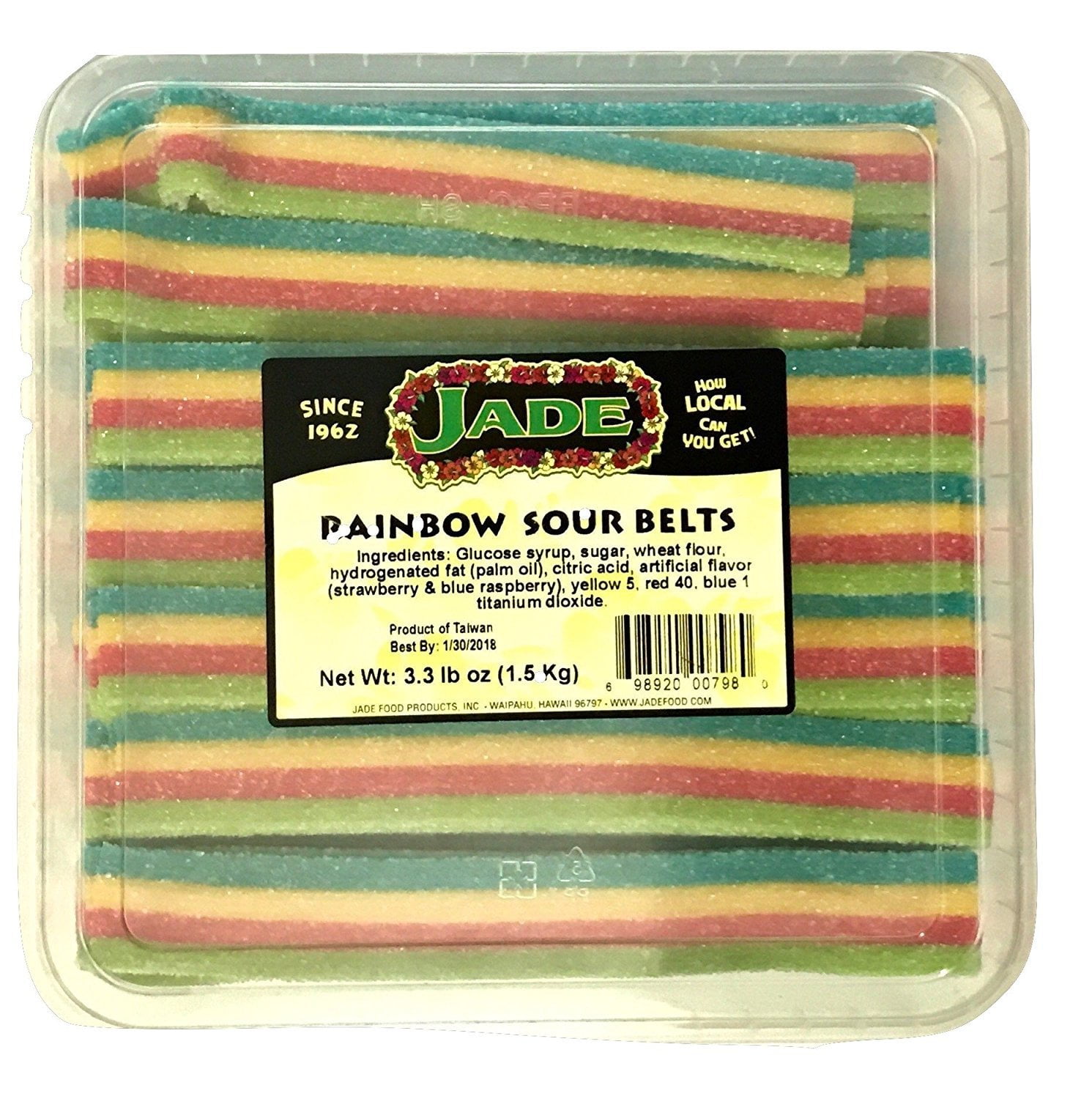 Jade Rainbow Sour Belts, 3.3 Lb