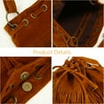 thumbnail image 2 of HONMEET Brown Fringe Tassel Bucket Handbag Stylish Retro Design Shoulder Bag for Women Everyday Use, 2 of 6