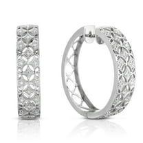 Natalia Drake Antique Style 1/5 Cttw Diamond Hoop Earrings for Women in Rhodium Plated 925 Sterling Silver