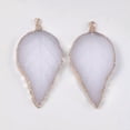 thumbnail image 2 of U8MO 5pcs Electroplate Druzy Resin Leaf Big Pendants Dangle Charms Crafting 56~57mm-WhiteSmoke, 2 of 2