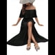thumbnail image 3 of Vestido Informal de Lunares con Hombros Descubiertos para Mujer, con Volantes, Corsé, Borlas y Cintura Alta, con Abertura y Abertura, Color Liso Negro XL, 3 of 8
