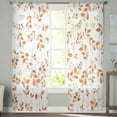thumbnail image 3 of Thanksgiving Sheer Curtains 84 inches Long 2 Panels Set Fall Leaf Orange Leaves Watercolor Plant Autumn Tiers Sheers Rod Pocket Small Window Short Curtains for Kitchen Cafe, Each 52" W x 84" L, 3 of 7