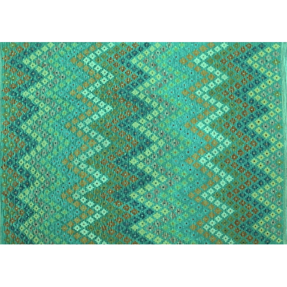 Ahgly Company Indoor Rectangle Southwestern Turquoise Blue Country Area Rugs, 8' x 10'