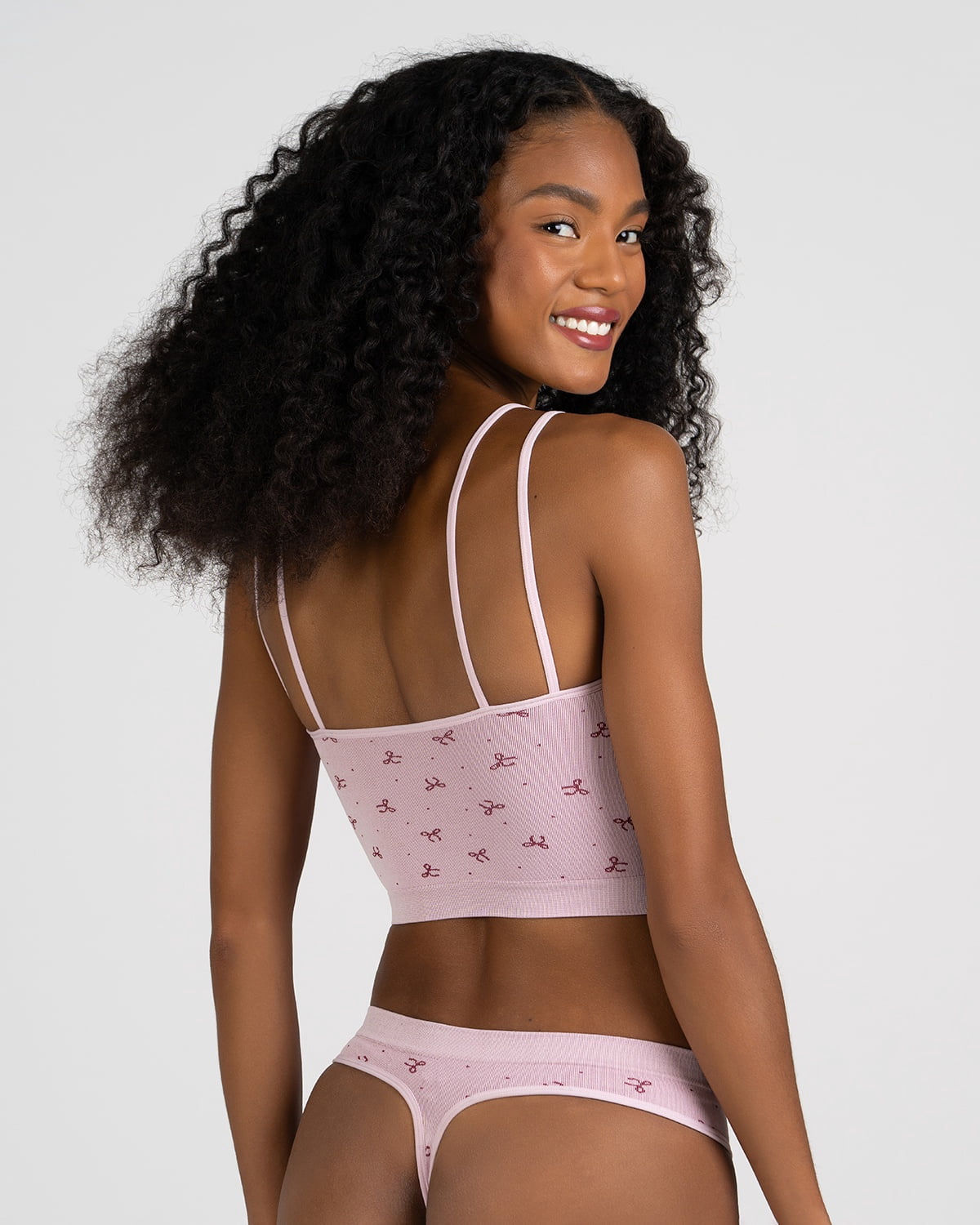 No Boundaries Seamless Cami Bra and Thong Panties Set, 2 Piece, Women's XS-XXXL