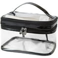 thumbnail image 1 of Bolsa de maquillaje transparente, bolsa de aseo de viaje para mujer, bolsa de cosméticos impermeable, bolsa de maquillaje bonita, bolsa de maquillaje rosa de viaje de doble capa, 1 of 7