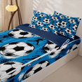 thumbnail image 3 of Homewish Soccer Sport Games Themed Kids Zipper Twin Comforter Sets with Fitted Sheet and 2 Pillowcases For Football Gamer,Cute Stars Print Zipper Bedding Set,Navy Blue Reversible,4 Pieces, 3 of 7