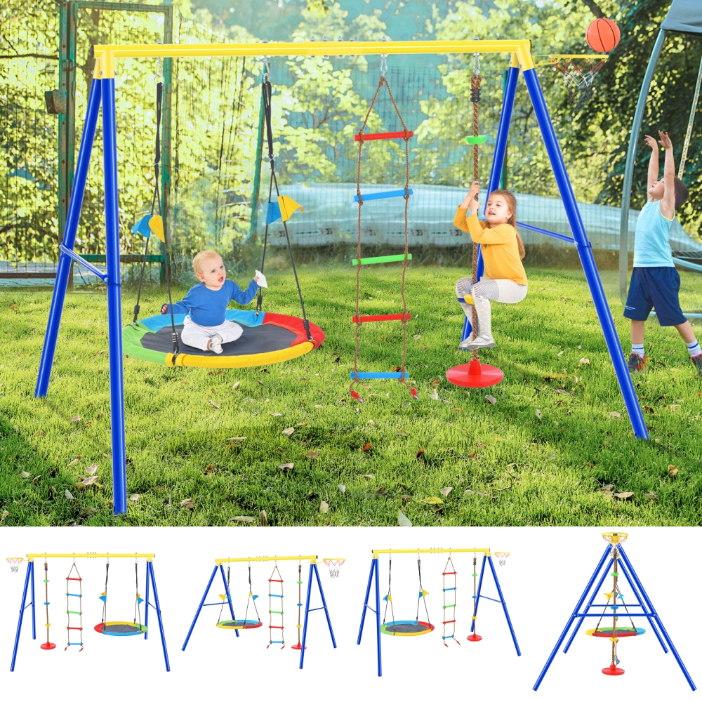 Eloshman Playset With Climbing Ladder Swings Sets 4 In 1 Children
