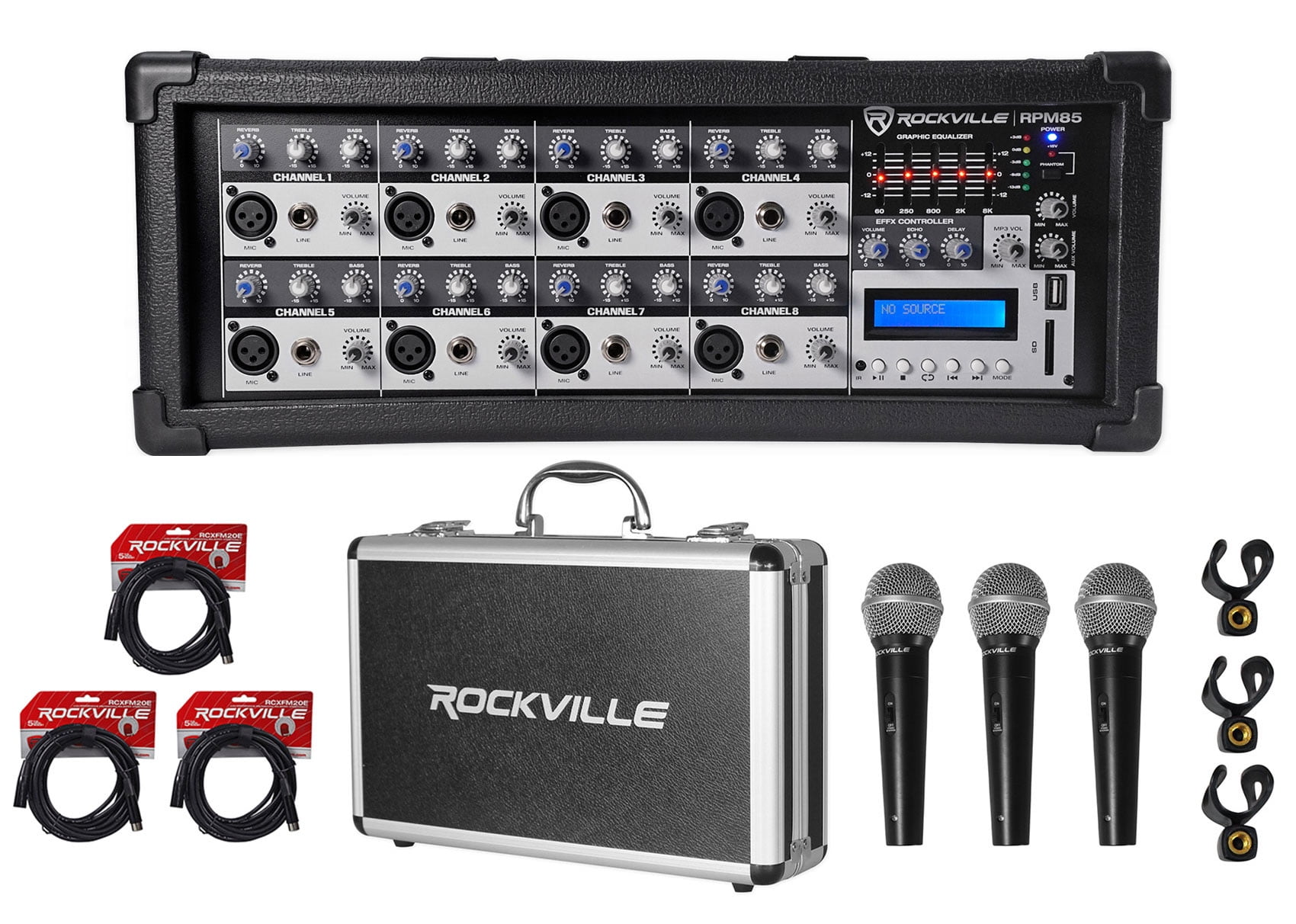 Rockville RPM1470 14 Channel 6000w Powered Mixer, USB/Effects+3