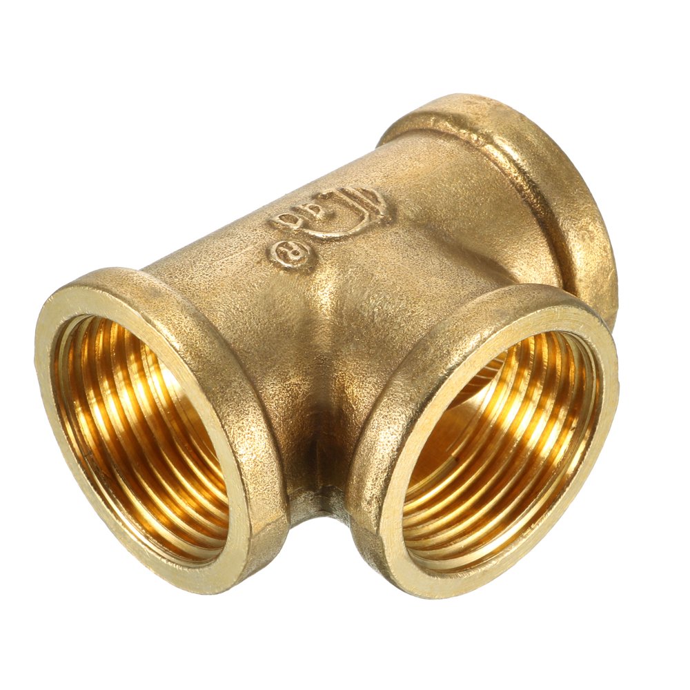Brass Tee Pipe Fitting 3/4PT Female Thread T Shaped Connector Coupling