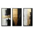 thumbnail image 2 of Designart "Essential Nature Gold and Black Abstract" Abstract Painting Framed Wall Art Set Of 3 - Gold Modern Frame Canvas Set For Living Room Decor, 2 of 6