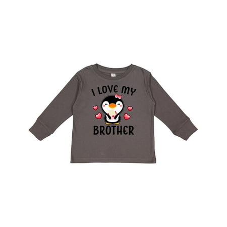 

Inktastic I Love My Brother with Cute Penguin and Hearts Girls Long Sleeve Toddler T-Shirt