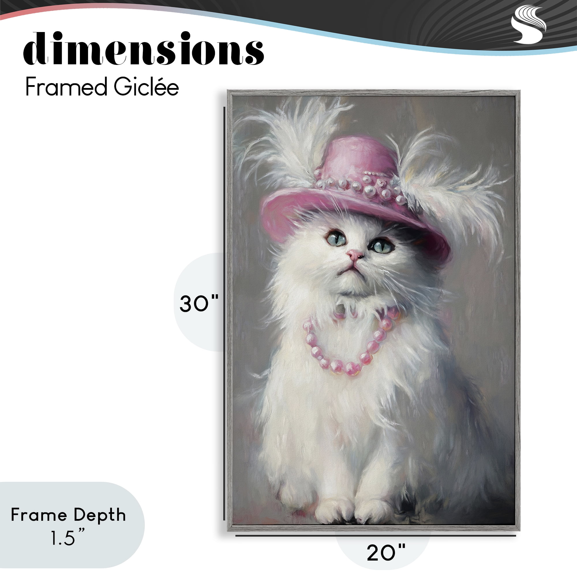 Stupell Industries Beautiful Brigitte Cat Gray Framed Giclee Art, design by Tina LeCour