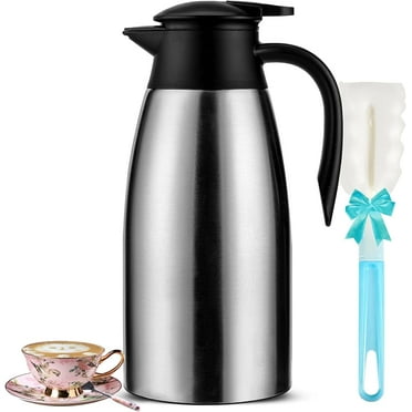Wallfire Thermal Coffee Carafe, 2L/68oz Stainless Steel Insulated Vacuum Pot Flask Dispenser Coffee Carafes Keeping Hot Coffee, Tea, Hot Water,Silver