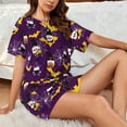 thumbnail image 4 of Fuzoiu Halloween Gnomes1 Print Women's Short-Sleeved Pajama Set,Lounge Sleepwear Set,Womens Pajama Sets 2 Piece,Button-Up Top and Shorts with Pockets-3X-Large, 4 of 7
