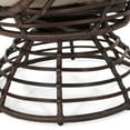 Jordyn Outdoor Wicker Swivel Egg Chair with Cushion, Dark Brown, Beige