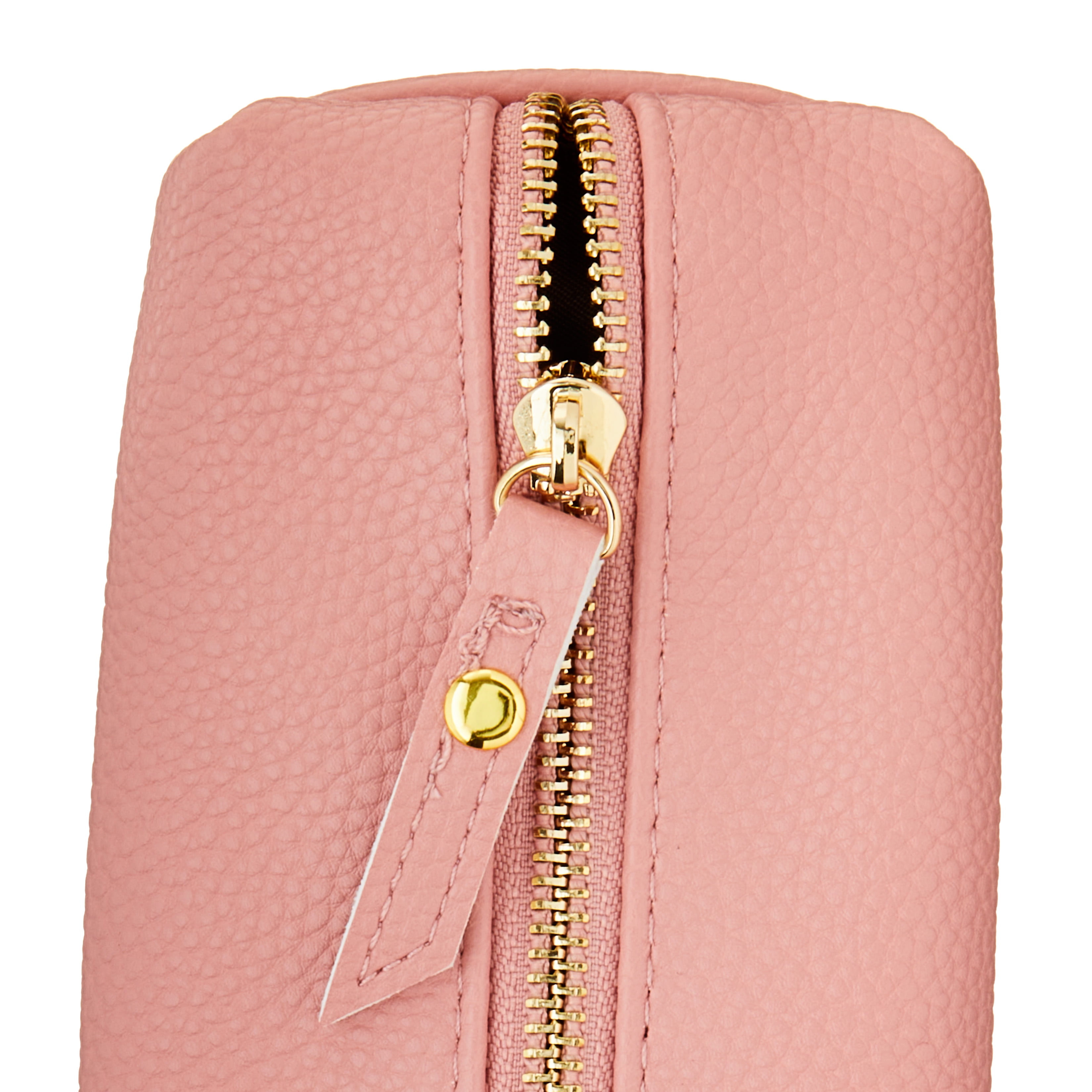 Pen+Gear Simulated Leather Pencil Pouch, Pink, Zipper Pull,
