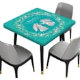 thumbnail image 2 of Easter Bunny Fitted Square Tablecloths, Happy Easter with Hare Rabbit Waterproof Wipe Clean Table Cloth, Great for Home Kitchen/Parties/Holiday Dinner Use, Fit 34'''' x 34''''Square Table, Green, 2 of 6