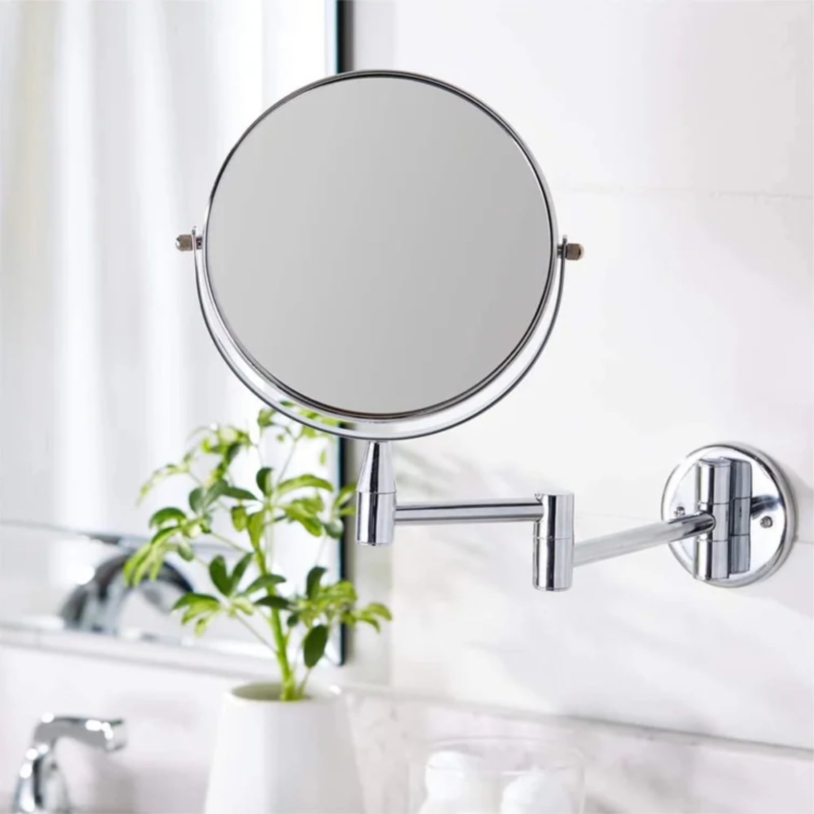 Magnifying Glass IKEA FRACK Extendable Stainless Steel Wall Round shave Mirror 