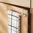 thumbnail image 2 of 9'' Kitchen Towel Holder, 2 Pack Over The Door Towel Rack, Over Cabinet Door Towel Bar Stainless Steel Dish Washcloth Hanger,Brushed Stainless Stee,No Scratch,No Installation(Gold), 2 of 5