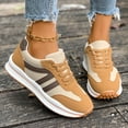 thumbnail image 2 of Rokment Platform Running Shoes Fashion Sneakers for Women Comfortable Trendy Casual Color Block Suede Leather Chunky Non Slip Walking Tennis Skate Shoes Brown Size 5.5, 2 of 7