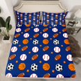thumbnail image 2 of Homewish Ball Sport Lovers Twin Sheet Sets,Basketball Football Baseball Twin Fitted Sheet,Deepblue White Browne Flat Sheet For Boys Kids,Ultra Soft Home Decor,3-Piece, 2 of 7